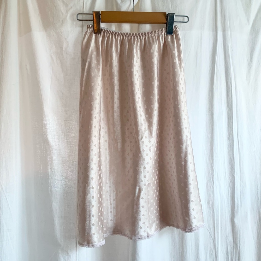 Vintage Light Pink Satin Midi Skirt - XS to Small